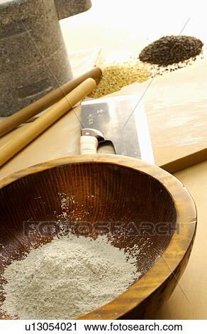 Stock Image - Tools for making Soba noodles. Fotosearch