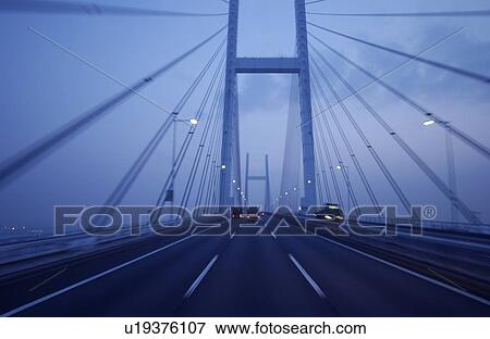 Traffic on bridge View Large Photo Image Stock Photo - Traffic on bridge. Fotosearch