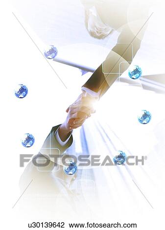 Two businessmen shaking hands, computer graphic View Large Photo Image Stock Image - Two businessmen shaking hands, computer graphic. Fotosearch