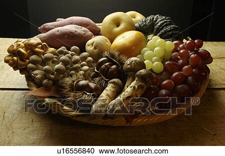 Various Kinds of Autumn Foodstuff in Basket View Large Photo Image Stock Image - Various Kinds of Autumn Foodstuff in Basket. Fotosearch