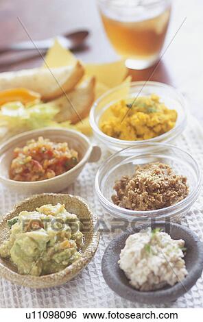 Various Kinds of Dips in Bowls View Large Photo Image Stock Photograph - Various Kinds of Dips in Bowls. Fotosearch