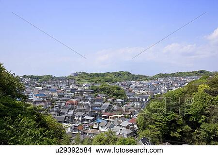 Picture - View of residential area, Zushi city, Kanagawa prefecture, Japan. Fotosearch