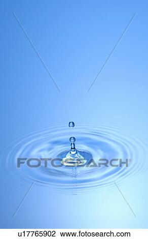 Stock Image - Water drop and rippled water, CG. Fotosearch