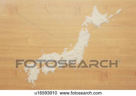 White rice making map of Japan View Large Photo Image Stock Image - White rice making map of Japan. Fotosearch