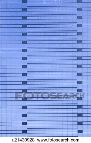 Stock Photo - Windows of office building, full frame, Kobe city, Hyogo prefecture, Japan. Fotosearch