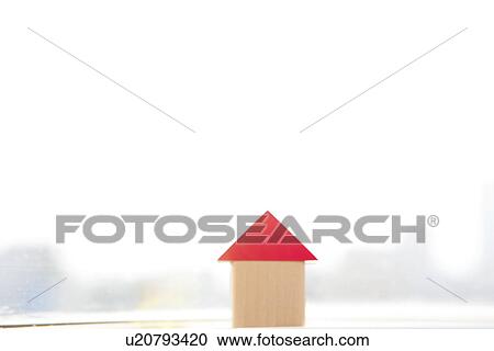 Wooden house by window, copy space View Large Photo Image Stock Image - Wooden house by window, copy space. Fotosearch