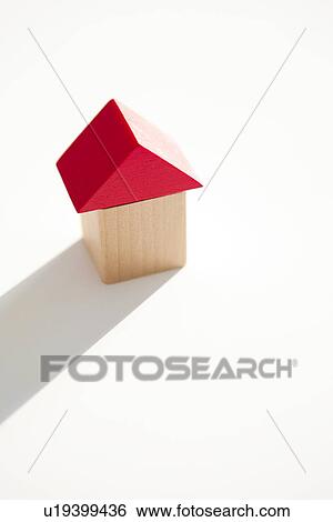 Stock Photograph - Wooden house, white background. Fotosearch