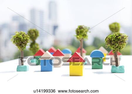 Stock Photograph - Wooden houses, differential focus. Fotosearch