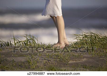 Young woman standing on beach View Large Photo Image Stock Photo - Young woman standing on beach. Fotosearch