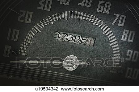 Stock Image - an old speedometer. Fotosearch