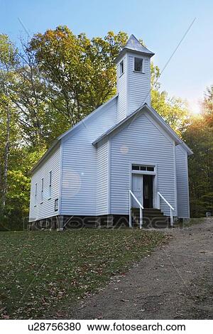 Stock Image - knoxville, tennessee, united states of america; a white church building. Fotosearch