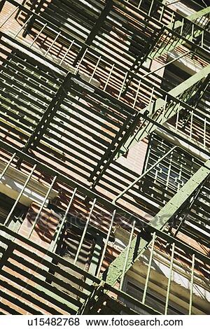 new york, united states of america; fire escape on a building View Large Photo Image Stock Photo - new york, united states of america; fire escape on a building. Fotosearch