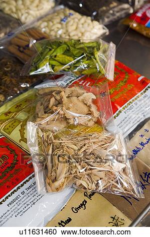 Stock Image - thailand; food in packages at the market. Fotosearch