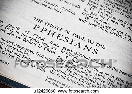 Stock Image - the new american standard bible open to the epistle of paul to the ephesians. Fotosearch