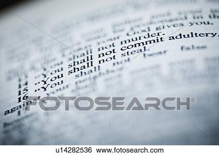 Stock Photograph - the seventh of the ten commandments from the new american standard bible saying "you shall not commit adultery". Fotosearch