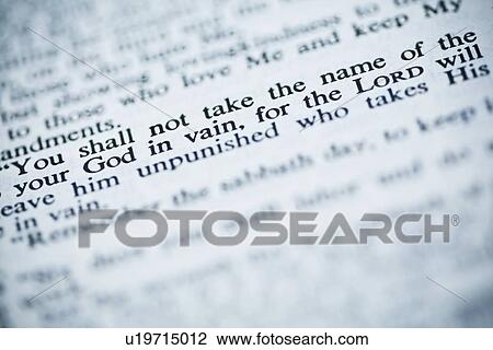 Stock Image - the third of the ten commandments from the new american standard bible about not taking the lord's name in vain. Fotosearch