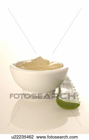 Stock Image - Aloe vera leaf and gel. Fotosearch