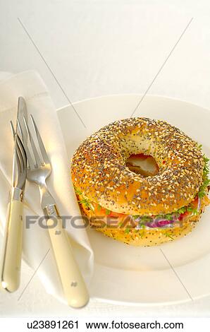 Bagel with salmon View Large Photo Image Stock Image - Bagel with salmon. Fotosearch