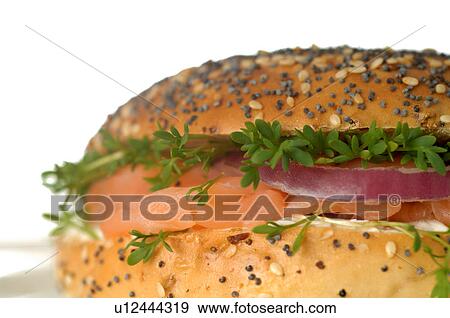 Bagel with salmon View Large Photo Image Stock Photo - Bagel with salmon. Fotosearch