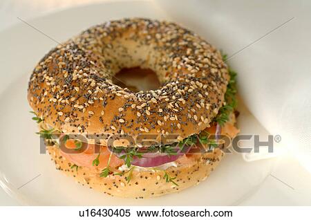 Bagel with salmon View Large Photo Image Stock Photography - Bagel with salmon. Fotosearch