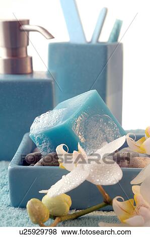 Blue bath accessories View Large Photo Image Stock Photo - Blue bath accessories. Fotosearch