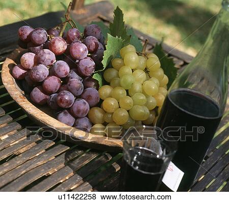 Bowl with grapes and red wine View Large Photo Image Stock Photo - Bowl with grapes and red wine. Fotosearch