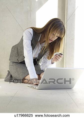 Business woman with portable and credit card View Large Photo Image Stock Photography - Business woman with portable and credit card. Fotosearch