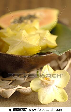 Stock Photo - Carambola and papaya. Fotosearch