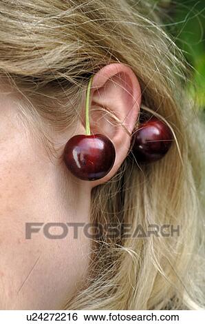 Stock Photograph - Cherry earrings. Fotosearch