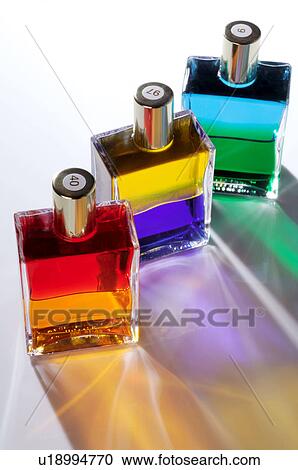 Stock Image - Colour therapy bottles. Fotosearch