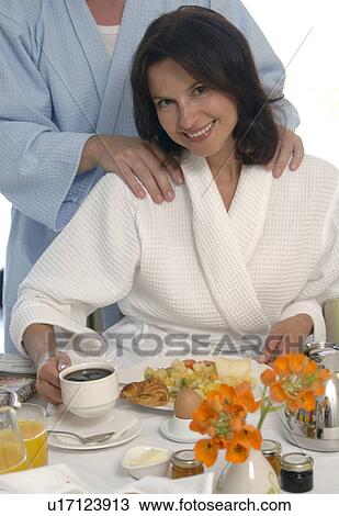 Couple is having breakfast View Large Photo Image Stock Image - Couple is having breakfast. Fotosearch
