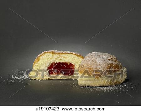 Stock Image - Donut with jam filling. Fotosearch