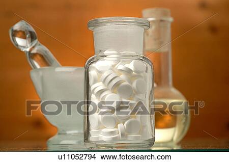 Picture - Dr. Schüssler's cell salts pills in a bottle. Fotosearch