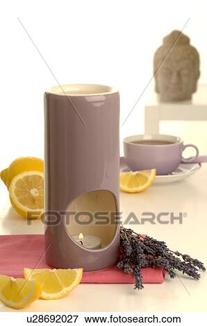 Duftlampen mit Lavendel und Zitrone View Large Photo Image Stock Photo - Duftlampen mit Lavendel und Zitrone. Fotosearch