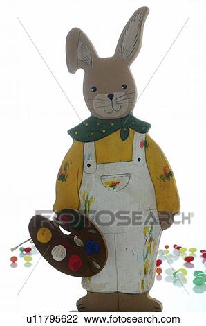 Easter bunny with colour palette View Large Photo Image Stock Image - Easter bunny with colour palette. Fotosearch
