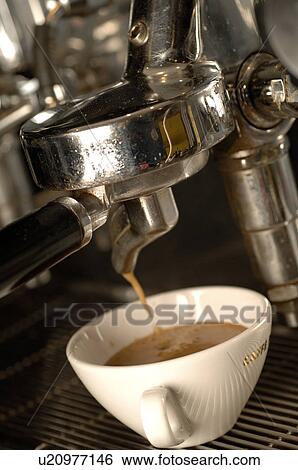 Stock Photograph - Espresso machine, close up. Fotosearch