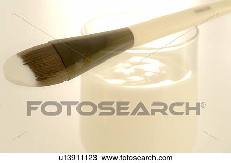 Facial mask with yoghurt and a brush View Large Photo Image Stock Image - Facial mask with yoghurt and a brush. Fotosearch