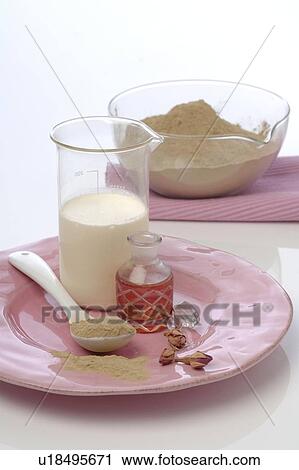 Stock Image - Healing earth and rose oil. Fotosearch