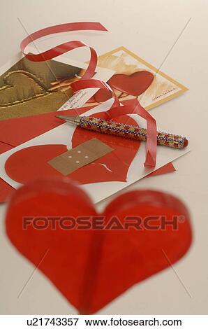 Heart writing paper and stationery View Large Photo Image Stock Photo - Heart writing paper and stationery. Fotosearch