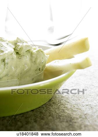 Stock Photo - Kohlrabi with dip. Fotosearch