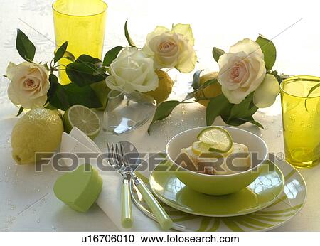 Stock Image - lemon cake, table decoration. Fotosearch