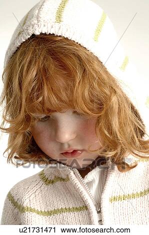 Little girl looking down View Large Photo Image Stock Image - Little girl looking down. Fotosearch