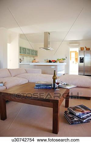 Picture - Living room and kitchen of a residential home. Fotosearch