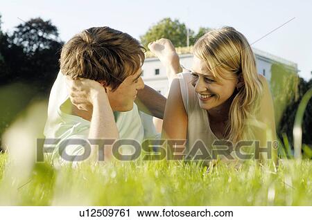 Stock Image - Lovers in park. Fotosearch