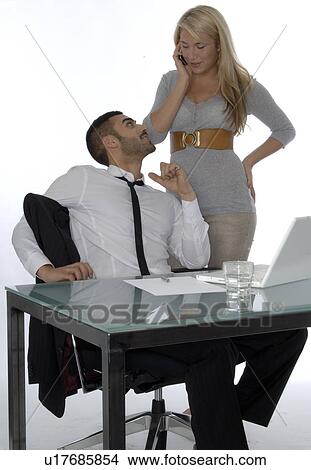 Picture - Manager and secretary. Fotosearch