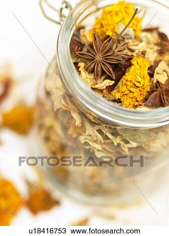 Stock Image - Mixed spices in jar. Fotosearch