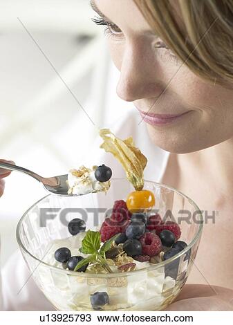 Muesli with berries and quark cheese View Large Photo Image Stock Image - Muesli with berries and quark cheese. Fotosearch