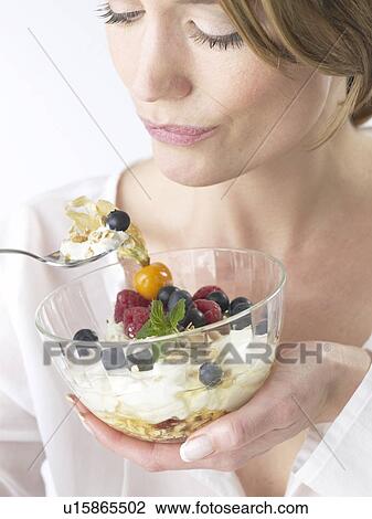 Muesli with berries and quark cheese View Large Photo Image Stock Image - Muesli with berries and quark cheese. Fotosearch