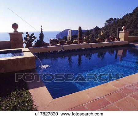 Stock Image - pool with ocean view. Fotosearch