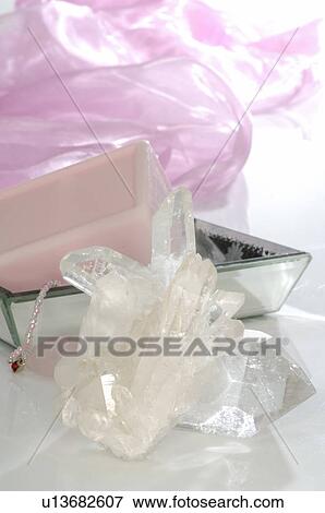 Rock crystal and soap View Large Photo Image Stock Photo - Rock crystal and soap. Fotosearch